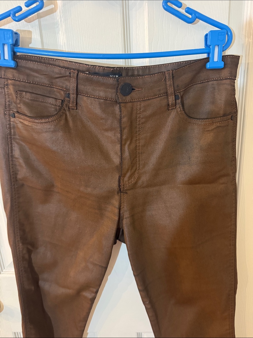 Kut from the Kloth donna coated high waisted ankle skinny jeans size 12 - Picture 3 of 4